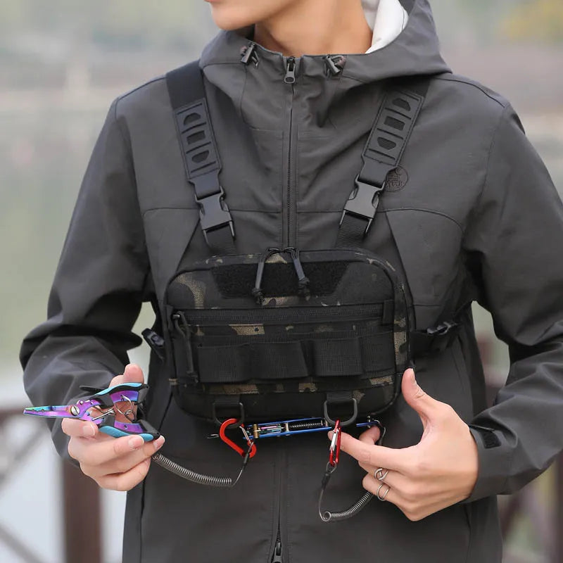 Tactical Chest Vest Bag Backpack Front Rig Pouch Outdoor Camping Cycling Hiking Hunting Climbing Fishing Lure Travel Fanny Pack
