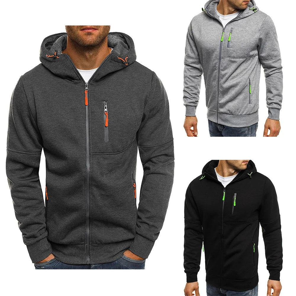 Sweats à capuche pour hommes Sweat-shirt à manches longues Zipper Design Sweat-shirt à capuche pour hommes Vêtements Vêtements de sport Slim Fit Veste décontractée