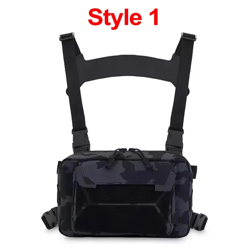 Tactical Chest Vest Bag Backpack Front Rig Pouch Outdoor Camping Cycling Hiking Hunting Climbing Fishing Lure Travel Fanny Pack