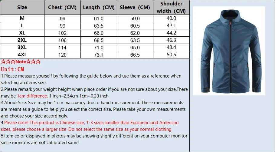 Veste imperméable de sport respirant pour hommes Protection UV