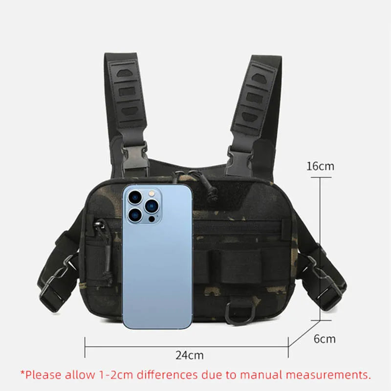 Tactical Chest Vest Bag Backpack Front Rig Pouch Outdoor Camping Cycling Hiking Hunting Climbing Fishing Lure Travel Fanny Pack