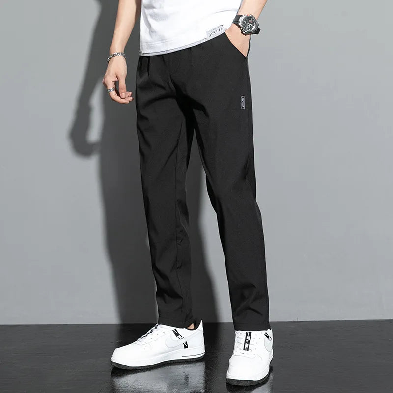 Pantalon pour hommes Noir Gris Mince Pantalon décontracté d'affaires Extérieur Élastique Respirant Pantalon de survêtement