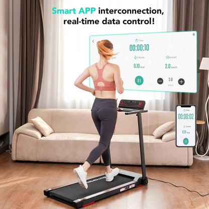 CITYSPORTS Tapis de Course,Tapis Roulant Pliable 12 km/h,avec Affichage LED,APP et 360° Tablet Holder,Walking Pad Compact pour la Maison et Le Bureau (Black & Red)