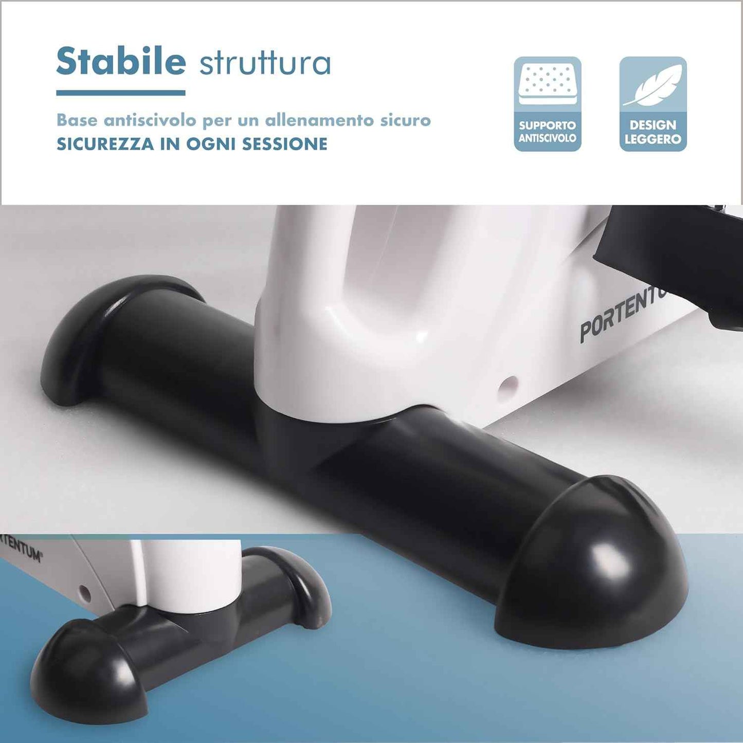 PORTENTUM Pedalier d’Appartement Senior avec écran LCD 6 Fonctions – Mini Velo Bras et Jambes Compact avec résistance réglable et poignée de Transport – Design Portable pour Sport Maison