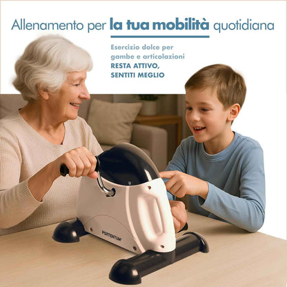 PORTENTUM Pedalier d’Appartement Senior avec écran LCD 6 Fonctions – Mini Velo Bras et Jambes Compact avec résistance réglable et poignée de Transport – Design Portable pour Sport Maison