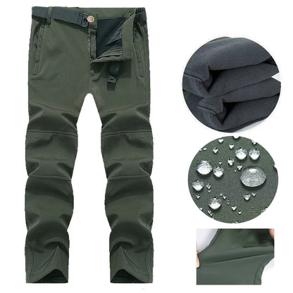 Men's Autumn Winter SoftShell Fleece Waterproof Jackets Male Hood Coats Fishing Hiking Camping Climbing Skiing Pants Trousers