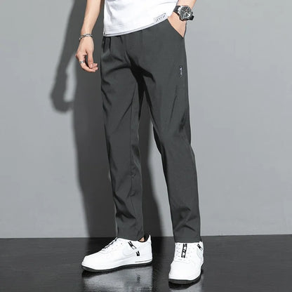 Pantalon pour hommes  Noir Gris Mince Pantalon décontracté d'affaires Extérieur Élastique Respirant Pantalon de survêtement
