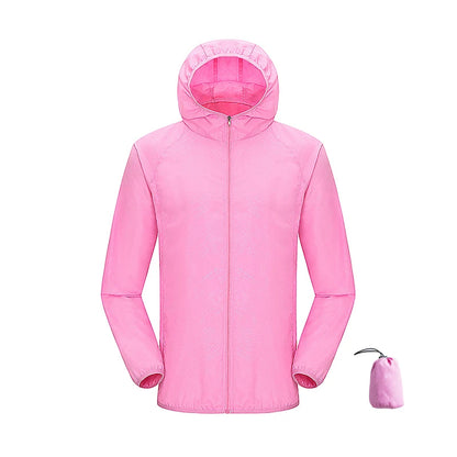 JNLN Men Women Waterproof Hiking Jackets Quick Dry Camping Windbreaker Unisex Outdoor Trekking Raincoat Anti UV Packable Clothes